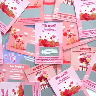 Modelos de boletos rasca y gana personalizables para el Día de San Valentín o para cualquier otra idea de tarjeta que permanezca en el universo del amor. Aumentarán el interés de tus clientes, fomentarán la compra de productos y fortalecerán tu relación con ellos. Modelos de boletos rasca y gana personalizables para el Día de San Valentín o para cualquier otra idea de tarjeta que permanezca en el universo del amor. Aumentarán el interés de tus clientes, fomentarán la compra de productos y fortalecerán tu relación con ellos.